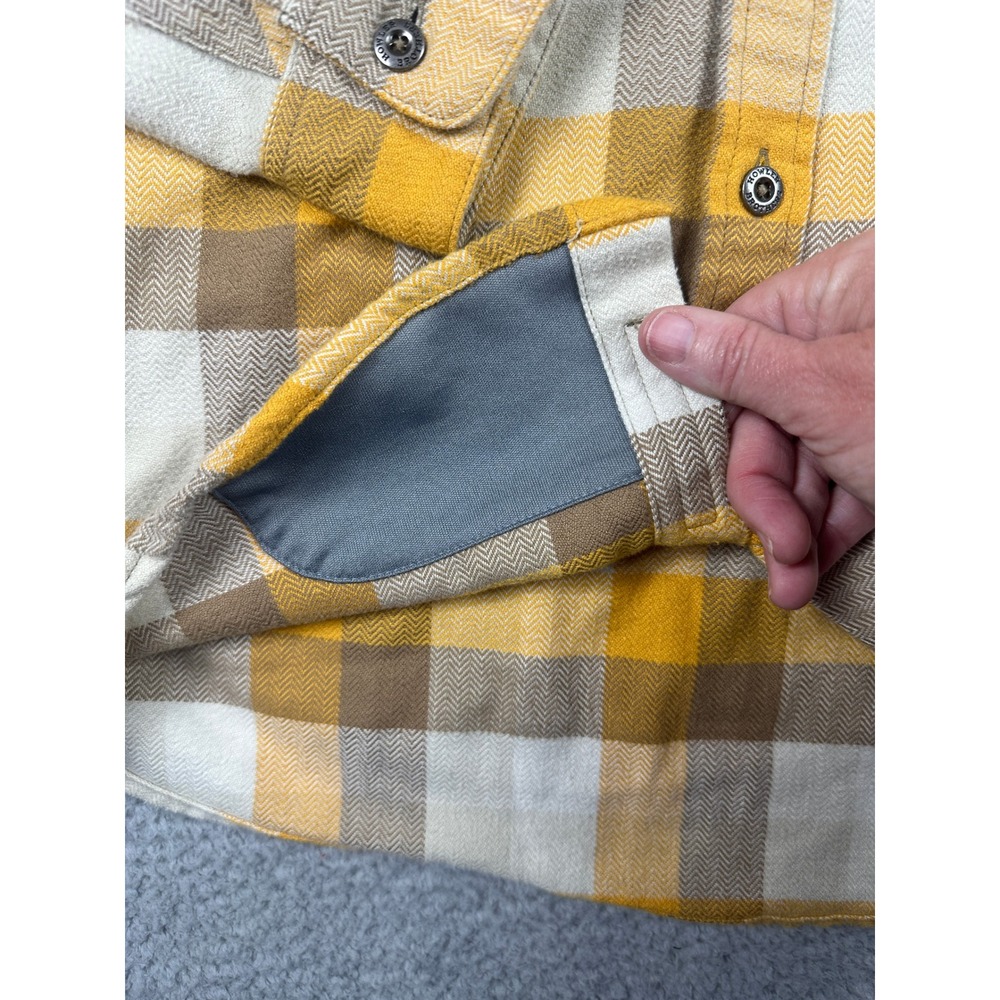 Howler Bros Harkers Flannel Shirt Mens Medium Yellow Brown Plaid Heavyweight - Picture 6 of 14